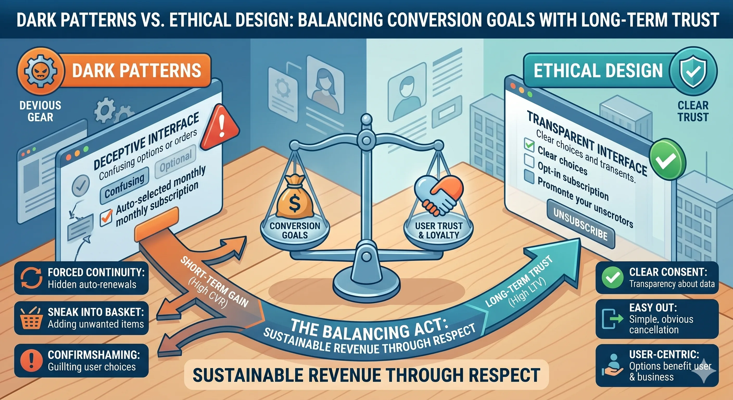 Dark Patterns vs. Ethical Design: Balancing Conversion Goals with Long